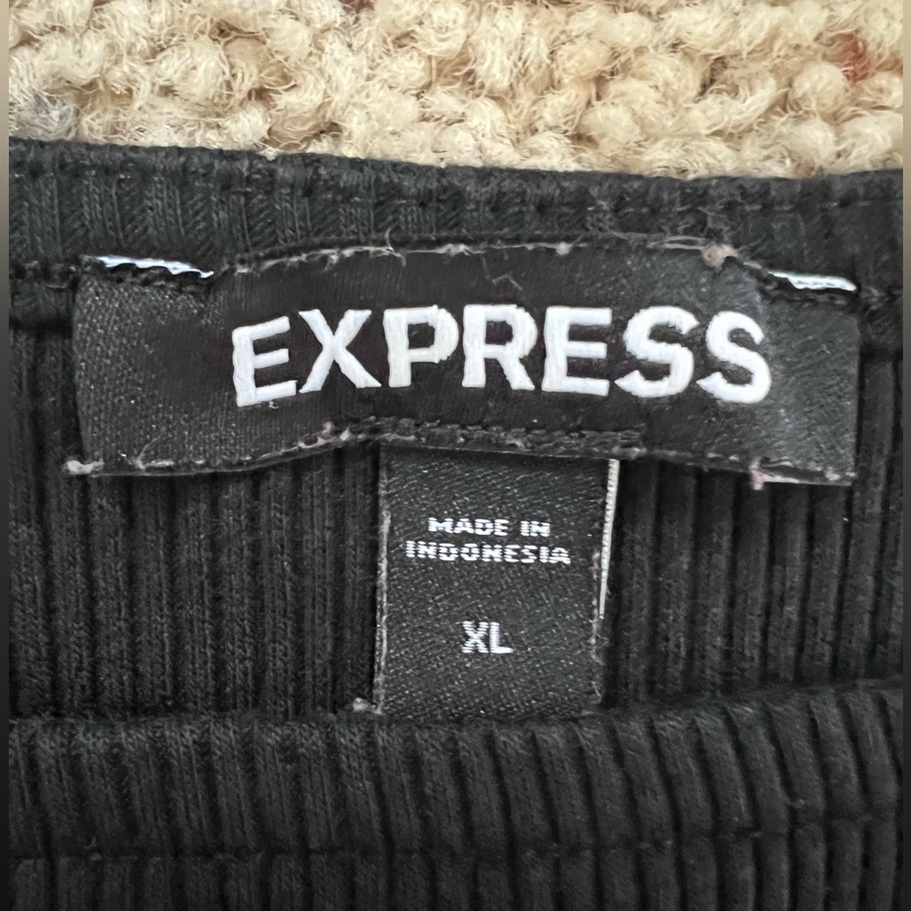 Express Black Ribbed Bodysuit - Picture 2 of 5